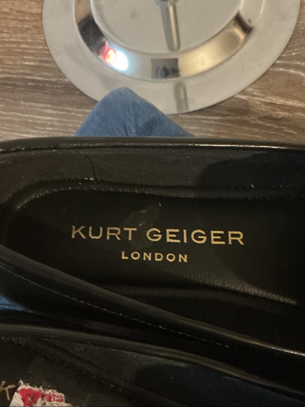 Kurt Geiger Mayfair Loafers Black Patent Leather Crystal Embellished Eagle Sz 36 - Picture 5 of 10